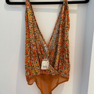 NWT Free People Floral Bodysuit